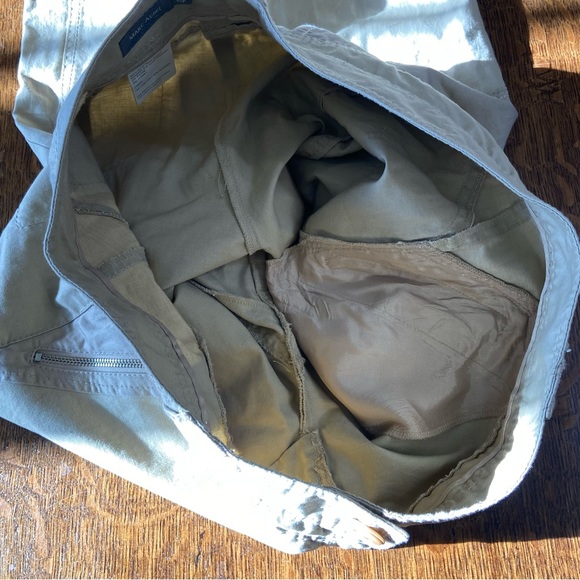 MARC AUREL KHAKI TAN CARGO WIDE LEG ZIPPER COTTON LINEN PANTS - Picture 13 of 14